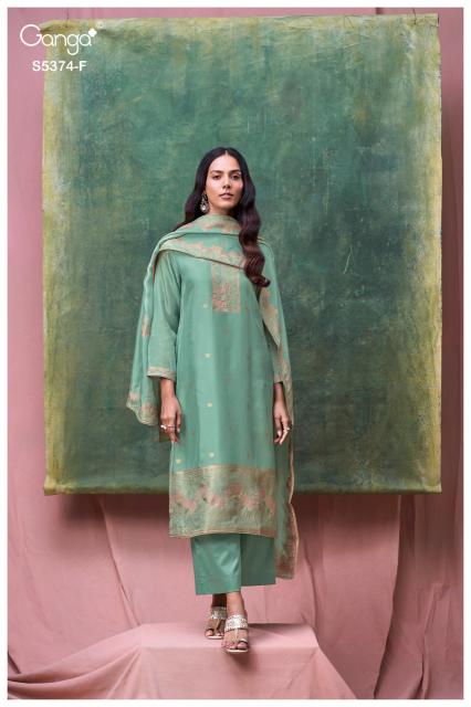 Ganga hiyana 5374 silk dress material wholesale online shopping